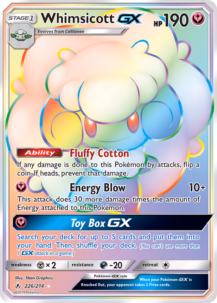 Whimsicott-GX Pokemon card (226/214, Unbroken Bonds)