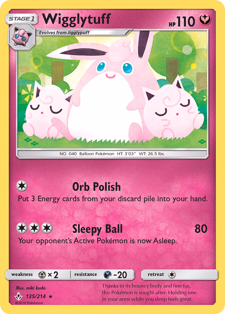 Wigglytuff Pokemon card (135/214, Unbroken Bonds)