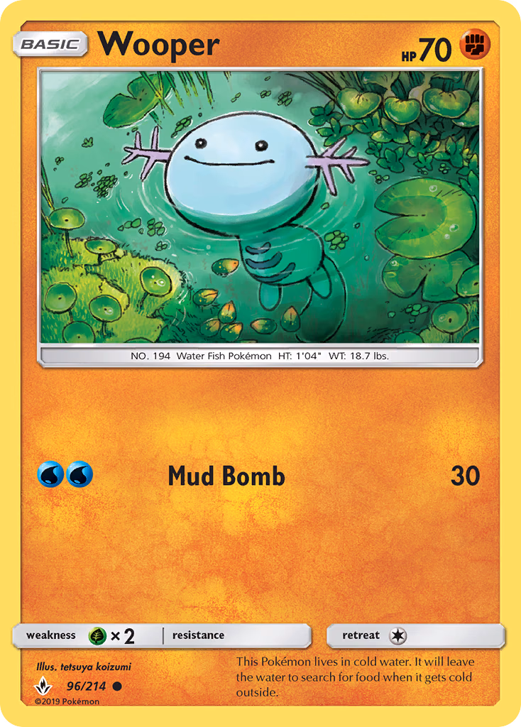 Wooper Pokemon card (96/214, Unbroken Bonds)