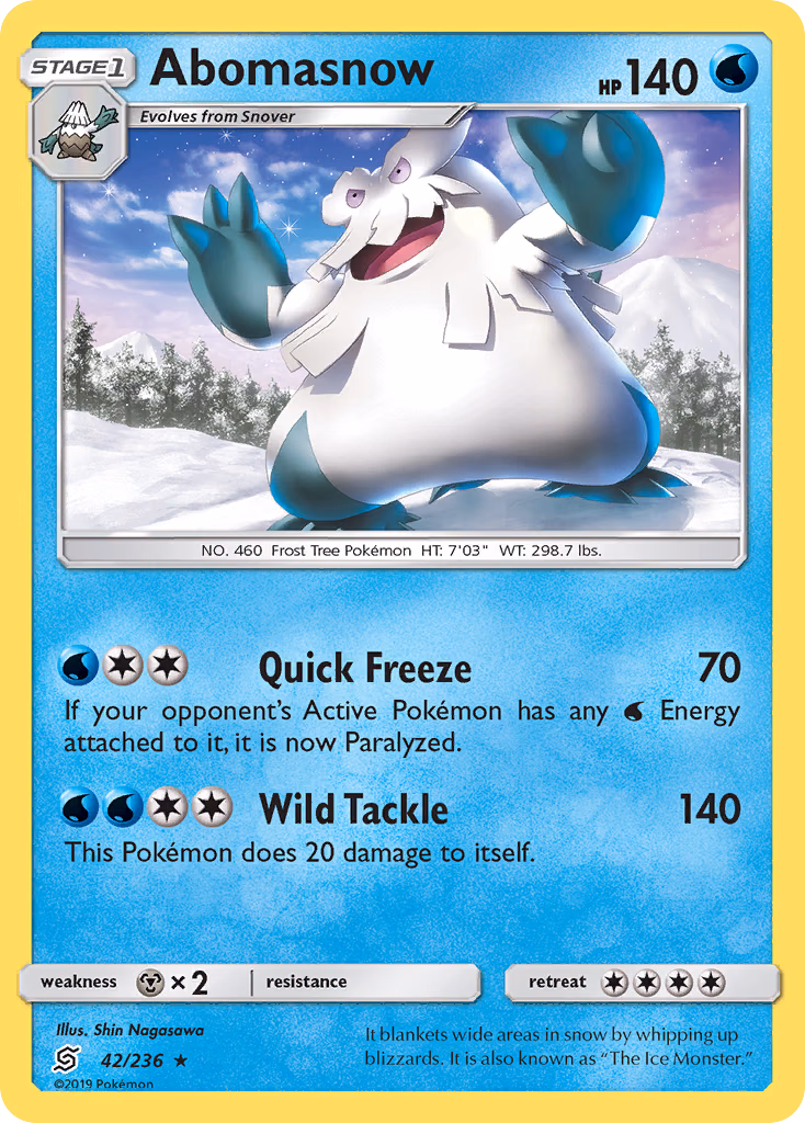 Abomasnow Pokemon card (42/236, Unified Minds)
