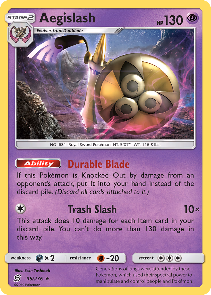 Aegislash Pokemon card (95/236, Unified Minds)