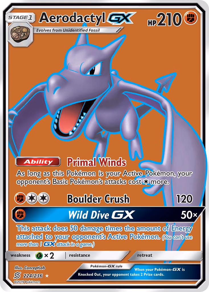 Aerodactyl-GX Pokemon card (224/236, Unified Minds)