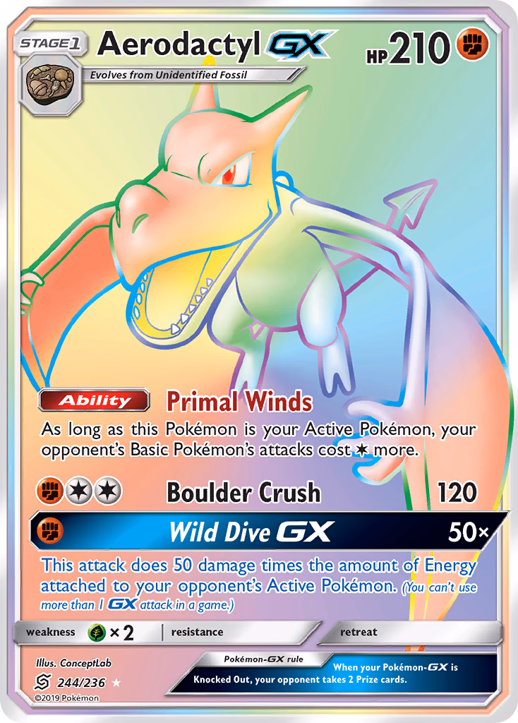 Aerodactyl-GX Pokemon card (244/236, Unified Minds)