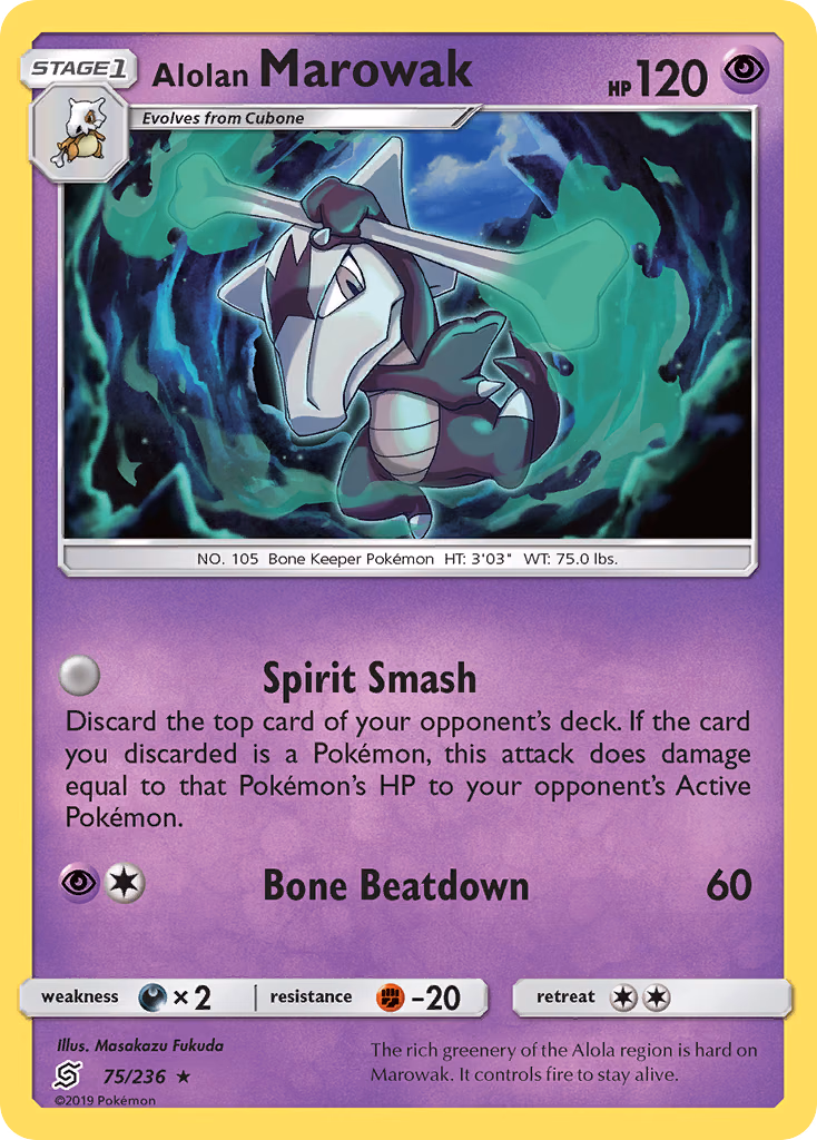 Alolan Marowak Pokemon card (75/236, Unified Minds)