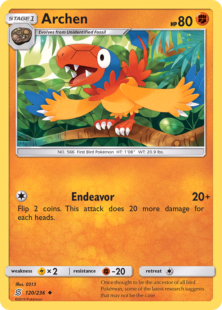 Archen Pokemon card (120/236, Unified Minds)