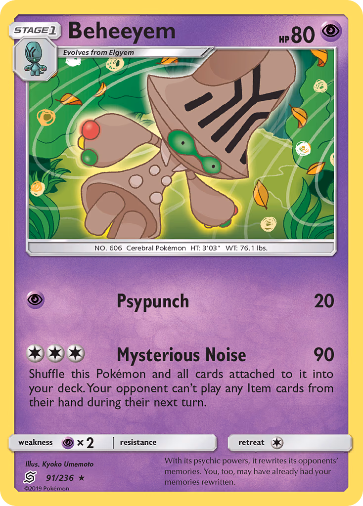 Beheeyem Pokemon card (91/236, Unified Minds)