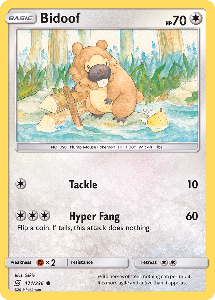 Bidoof Pokemon card (171/236, Unified Minds)