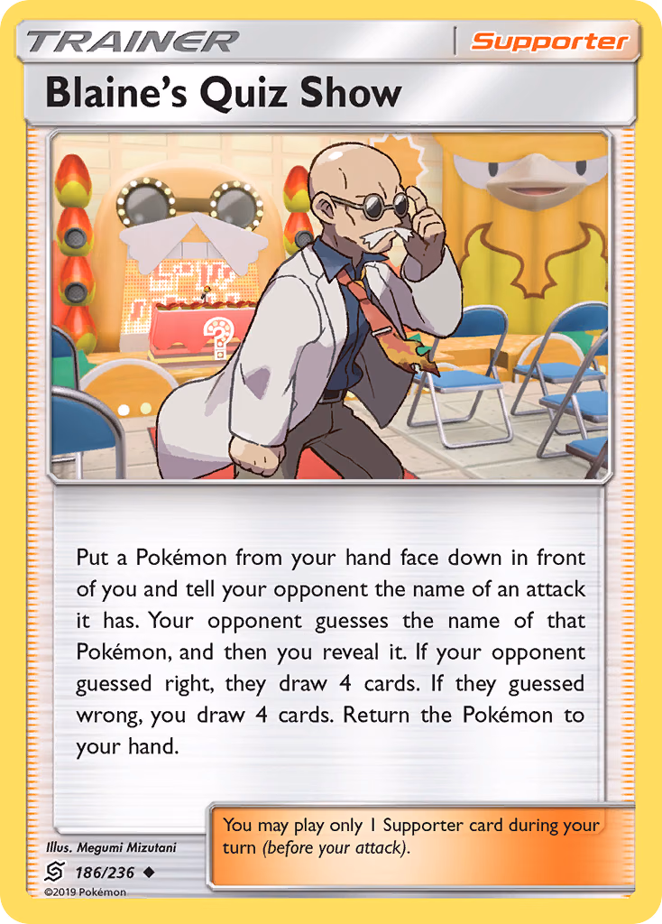 Blaine's Quiz Show Pokemon card (186/236, Unified Minds)