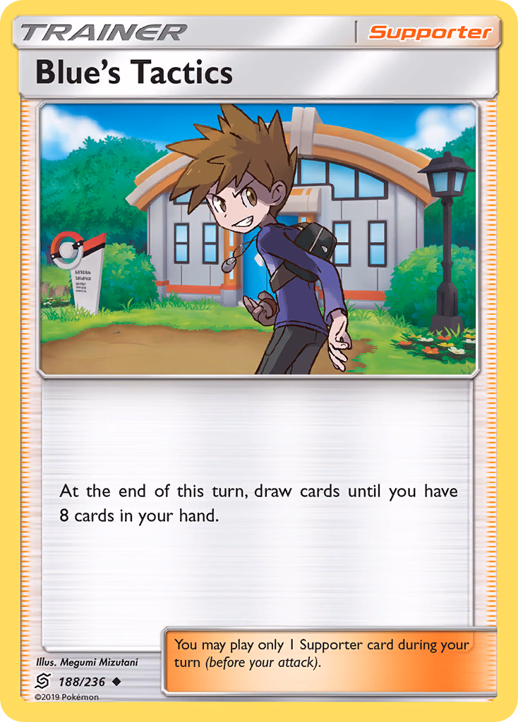 Blue's Tactics Pokemon card (188/236, Unified Minds)