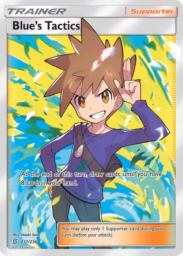 Blue's Tactics Pokemon card (231/236, Unified Minds)