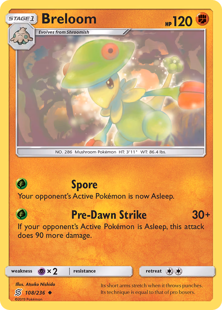 Breloom Pokemon card (108/236, Unified Minds)