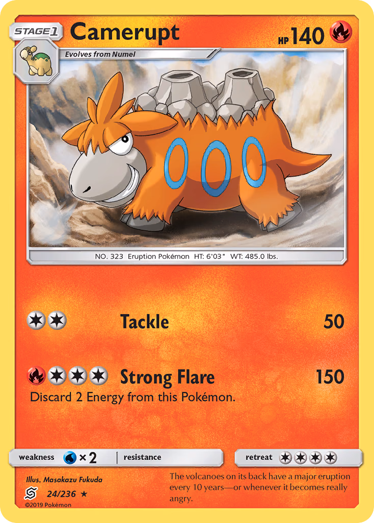 Camerupt Pokemon card (24/236, Unified Minds)