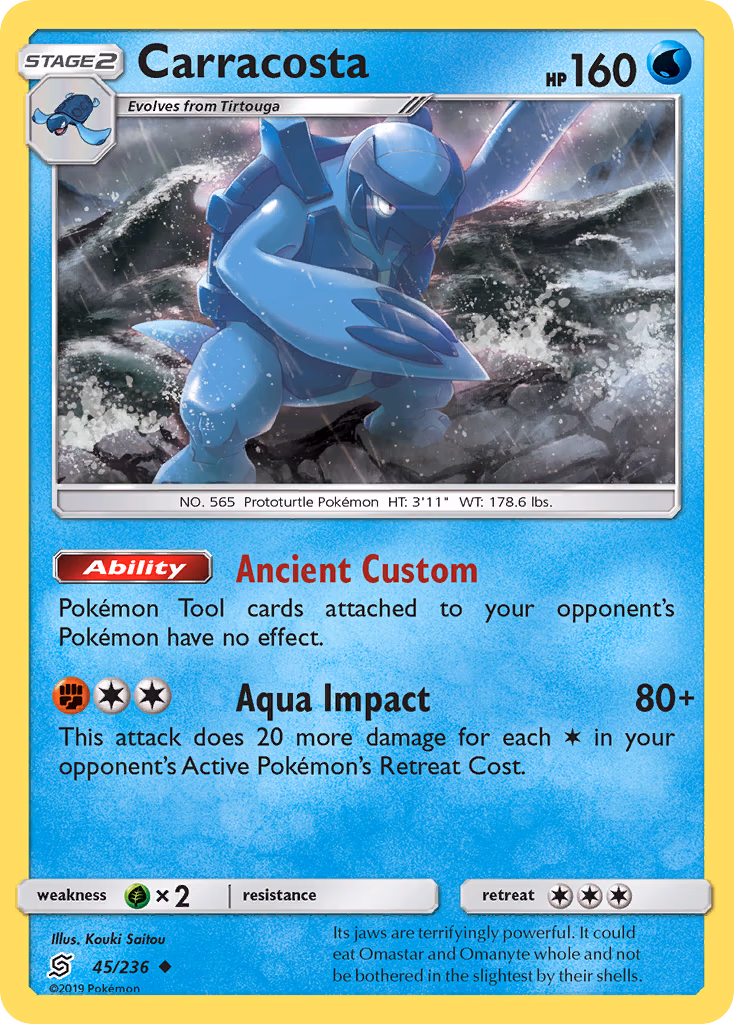 Carracosta Pokemon card (45/236, Unified Minds)