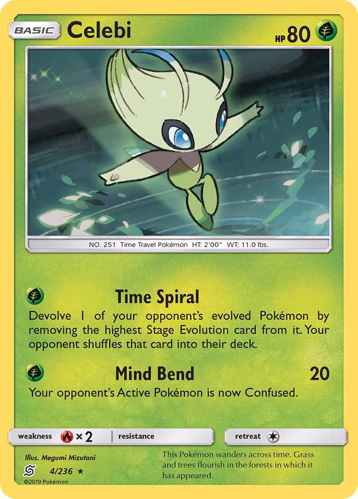 Celebi Pokemon card (4/236, Unified Minds)