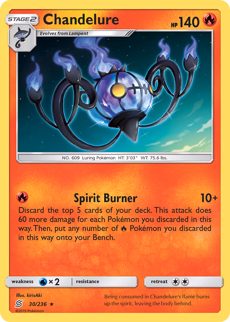 Chandelure Pokemon card (30/236, Unified Minds)