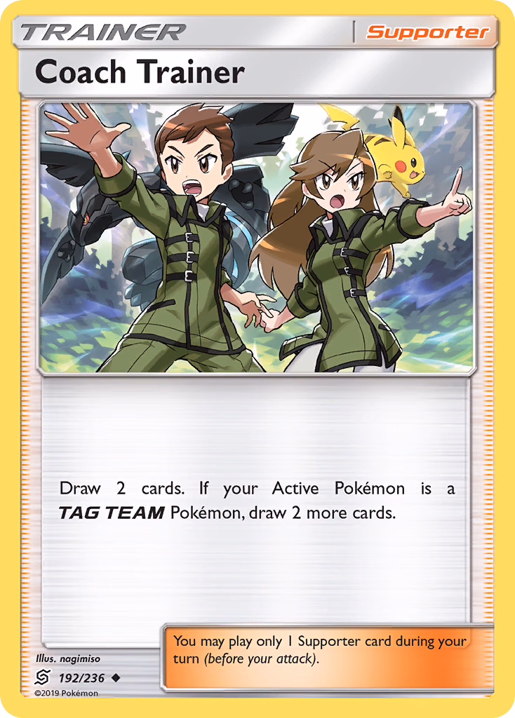 Coach Trainer Pokemon card (192/236, Unified Minds)