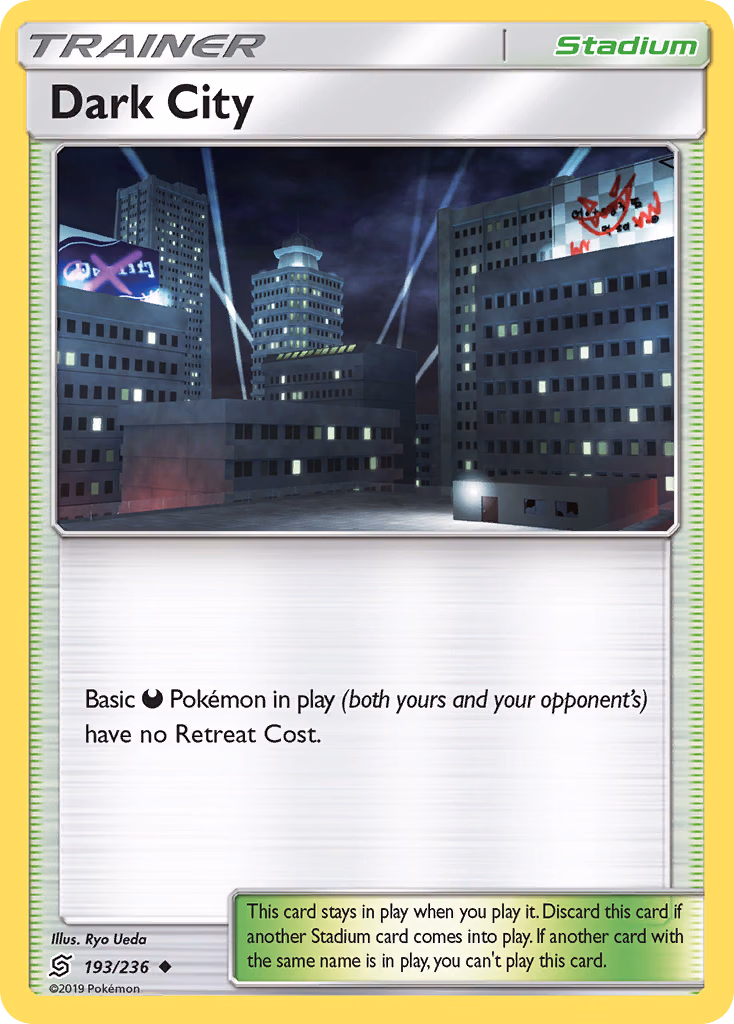 Dark City Pokemon card (193/236, Unified Minds)