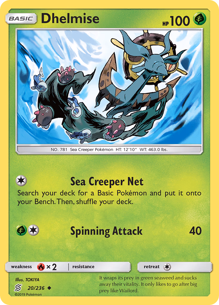 Dhelmise Pokemon card (20/236, Unified Minds)
