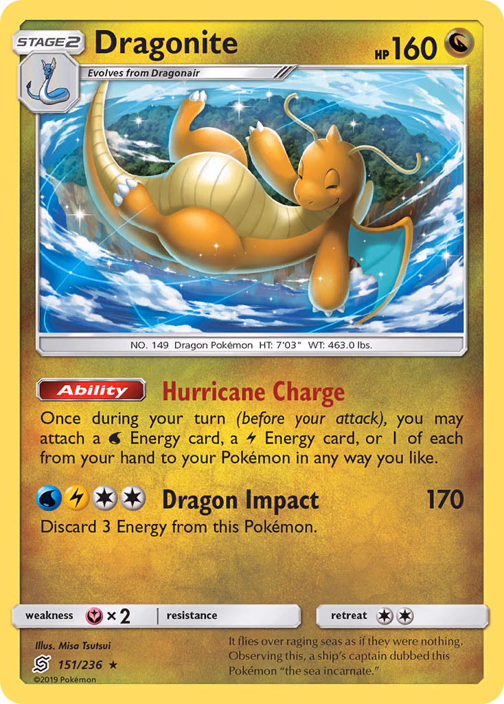 Dragonite Pokemon card (151/236, Unified Minds)