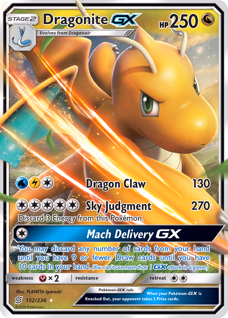 Dragonite-GX Pokemon card (152/236, Unified Minds)