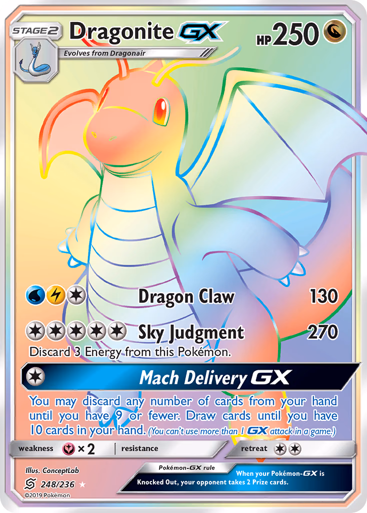 Dragonite-GX Pokemon card (248/236, Unified Minds)