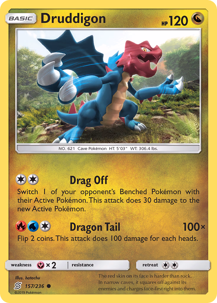 Druddigon Pokemon card (157/236, Unified Minds)
