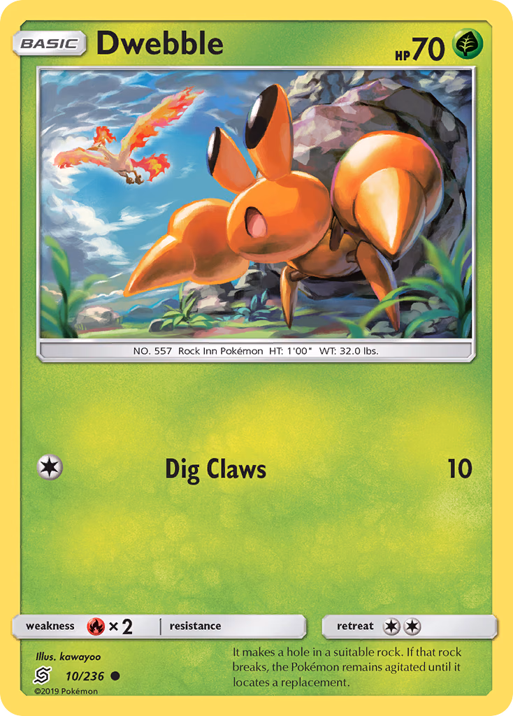 Dwebble Pokemon card (10/236, Unified Minds)