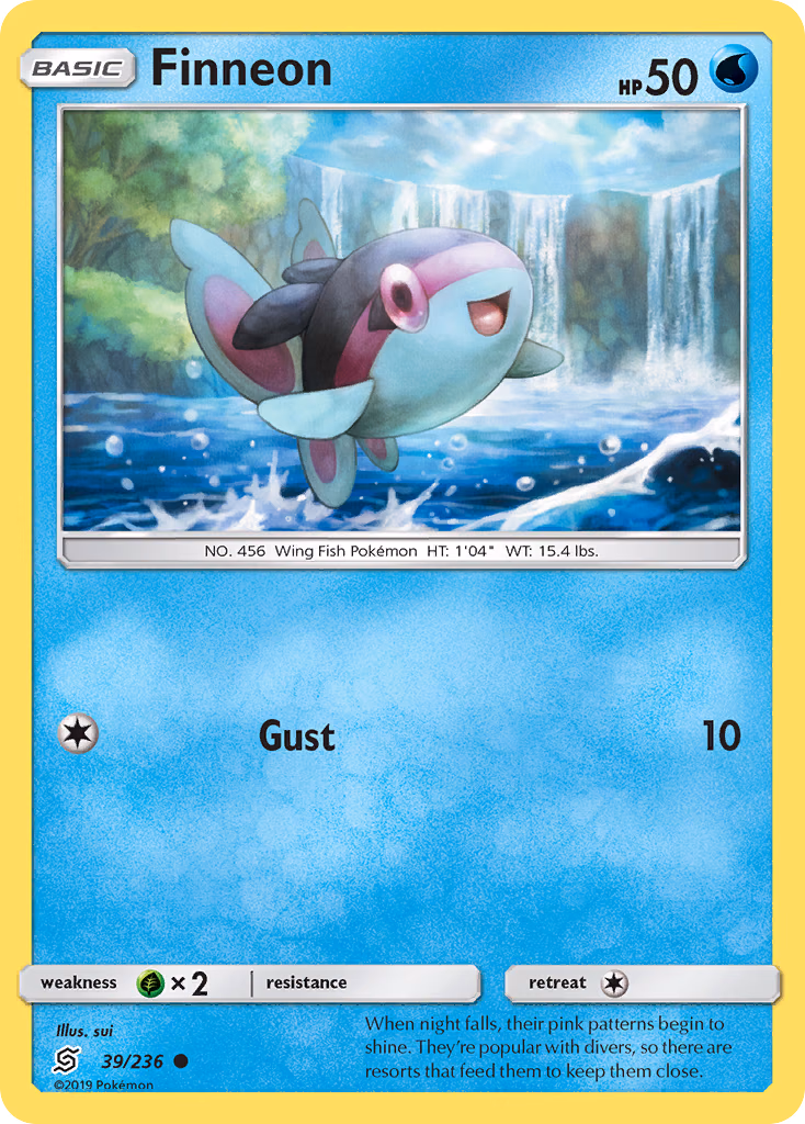 Finneon Pokemon card (39/236, Unified Minds)