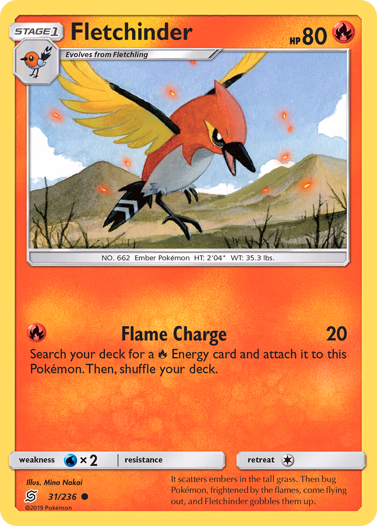 Fletchinder Pokemon card (31/236, Unified Minds)