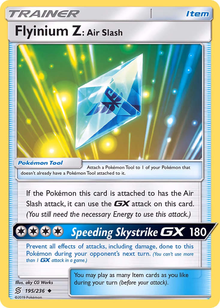 Flyinium Z: Air Slash Pokemon card (195/236, Unified Minds)