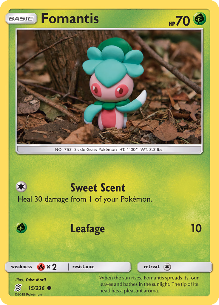 Fomantis Pokemon card (15/236, Unified Minds)