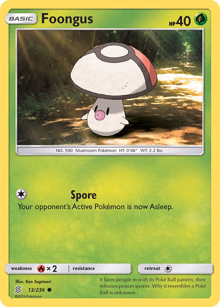 Foongus Pokemon card (13/236, Unified Minds)