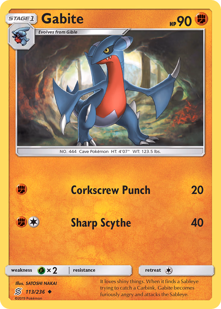 Gabite Pokemon card (113/236, Unified Minds)