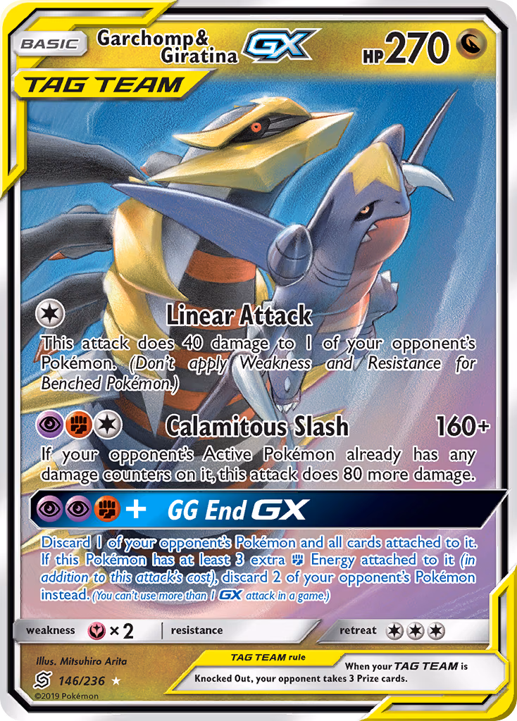 Garchomp & Giratina-GX Pokemon card (146/236, Unified Minds)