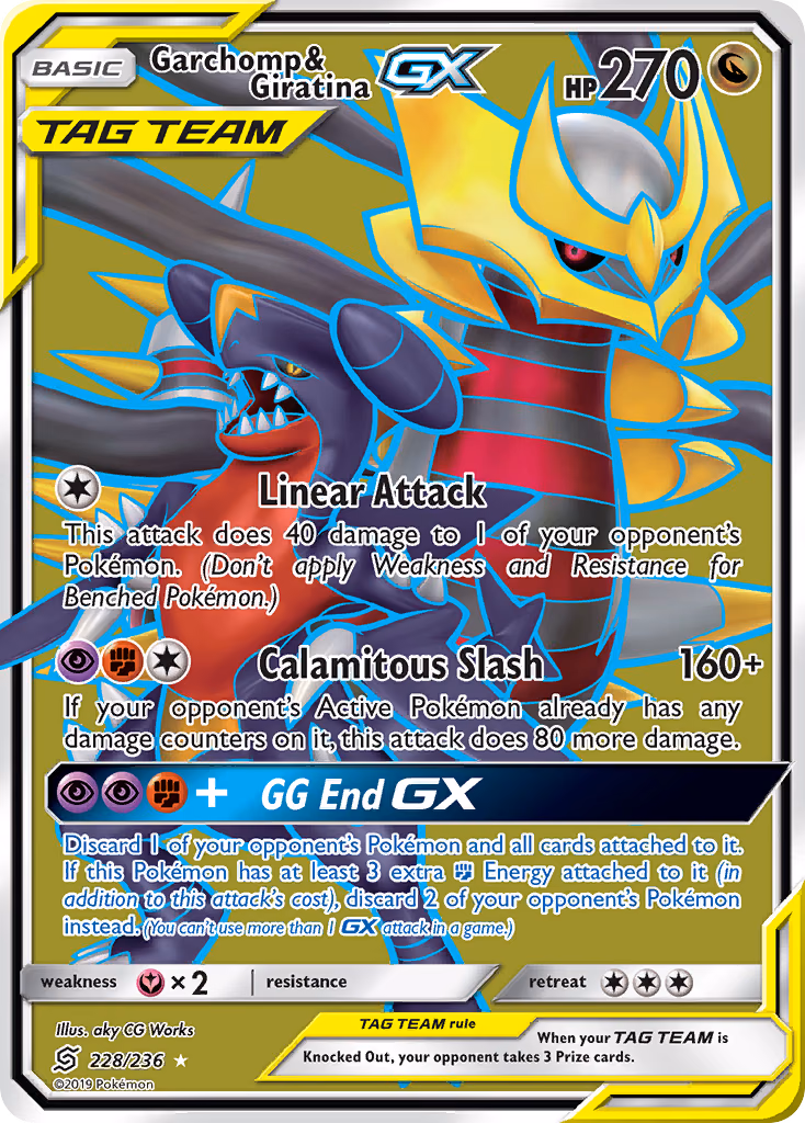 Garchomp & Giratina-GX Pokemon card (228/236, Unified Minds)