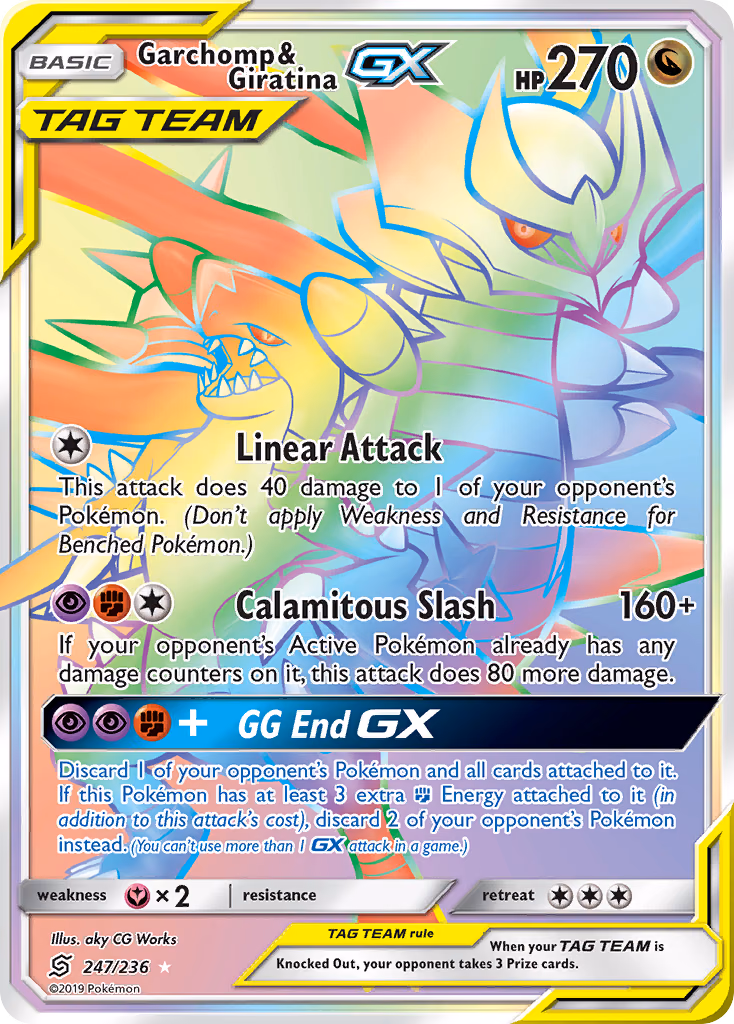 Garchomp & Giratina-GX Pokemon card (247/236, Unified Minds)