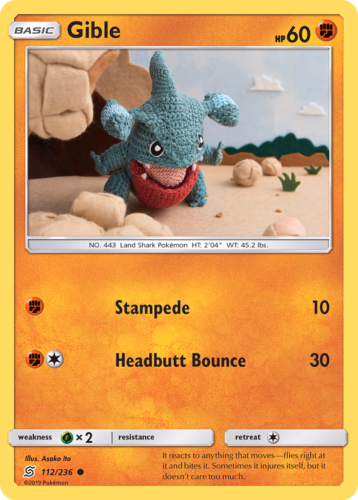 Gible Pokemon card (112/236, Unified Minds)