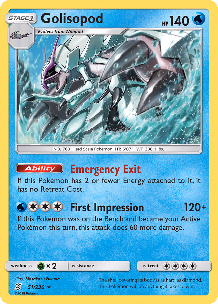 Golisopod Pokemon card (51/236, Unified Minds)