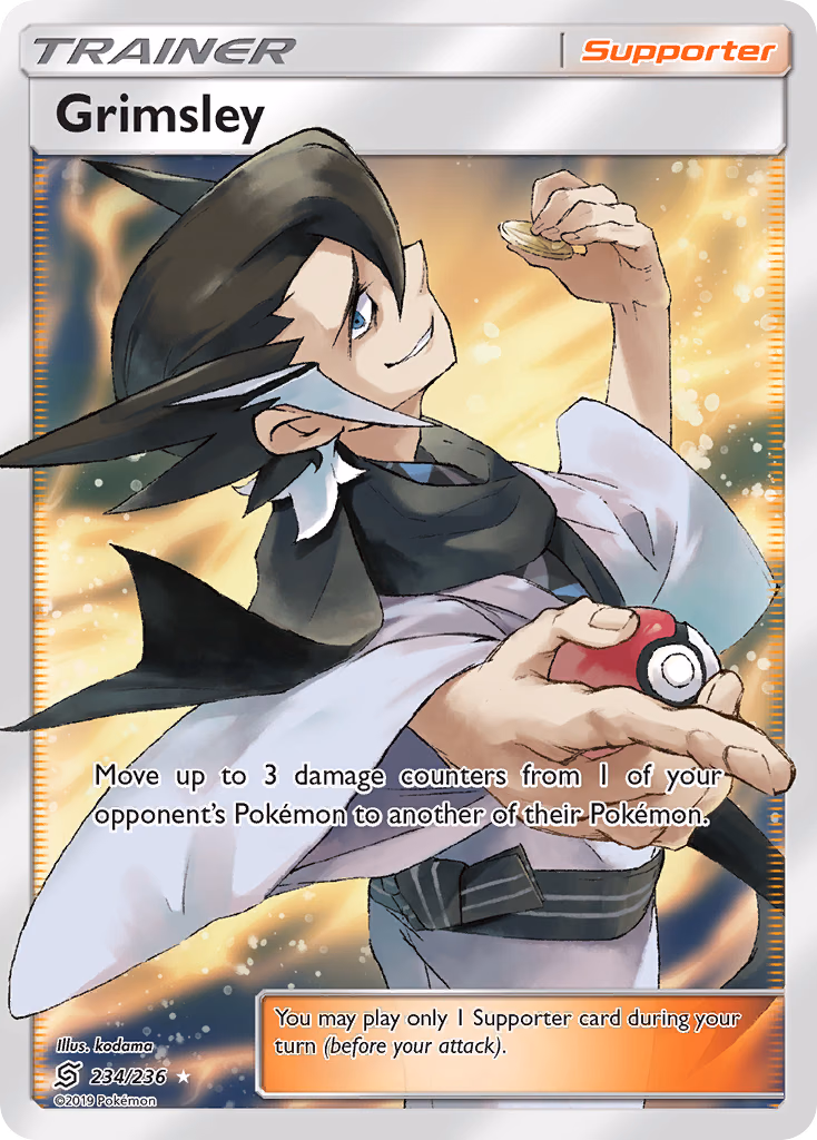 Grimsley Pokemon card (234/236, Unified Minds)