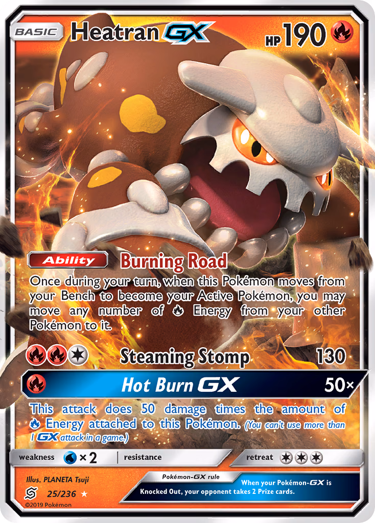 Heatran-GX Pokemon card (25/236, Unified Minds)