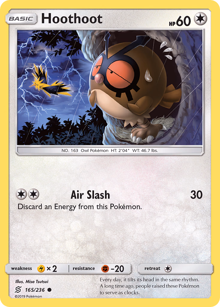 Hoothoot Pokemon card (165/236, Unified Minds)