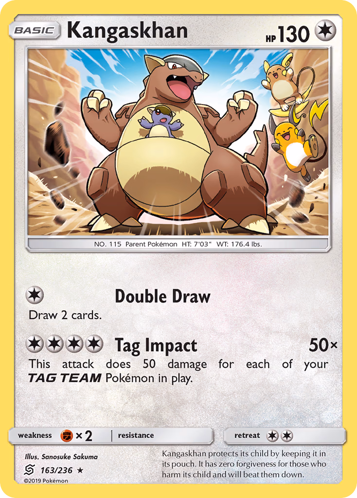 Kangaskhan Pokemon card (163/236, Unified Minds)