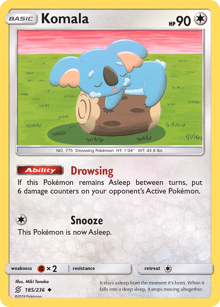 Komala Pokemon card (185/236, Unified Minds)