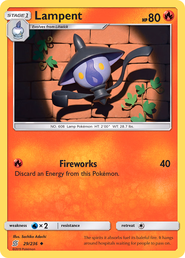 Lampent Pokemon card (29/236, Unified Minds)