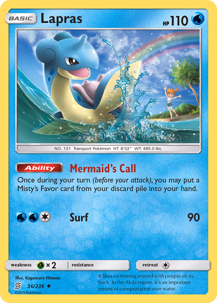 Lapras Pokemon card (36/236, Unified Minds)
