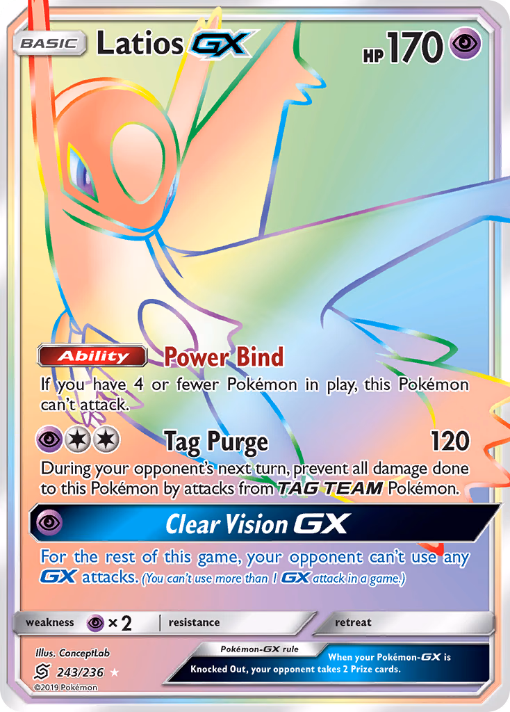 Latios-GX Pokemon card (243/236, Unified Minds)