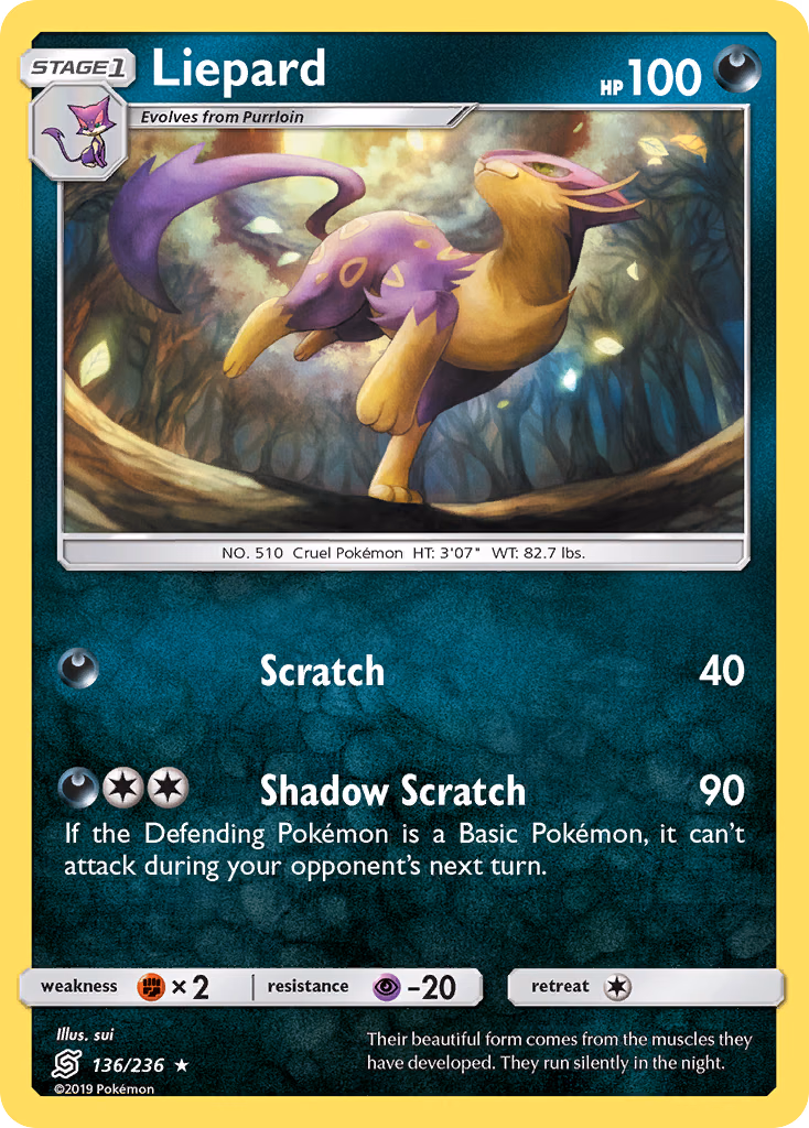 Liepard Pokemon card (136/236, Unified Minds)