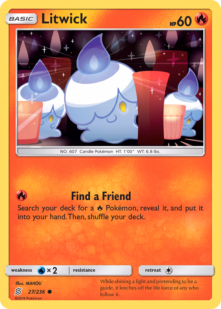 Litwick Pokemon card (27/236, Unified Minds)