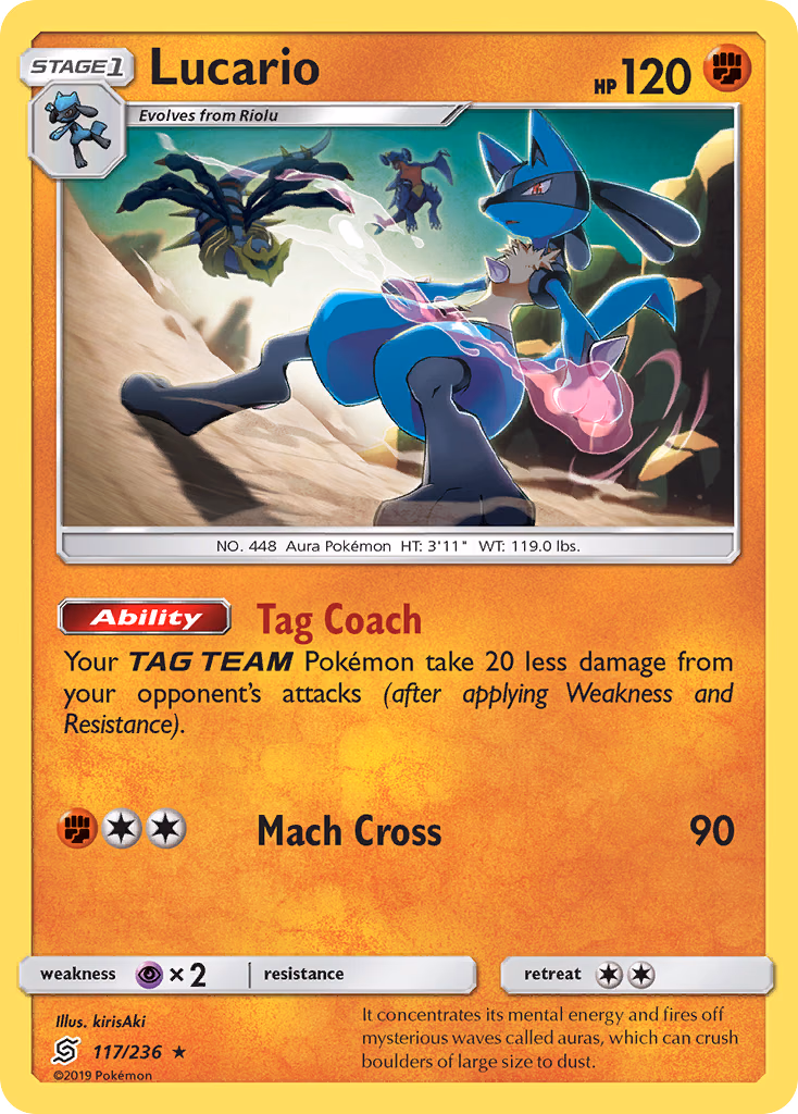 Lucario Pokemon card (117/236, Unified Minds)