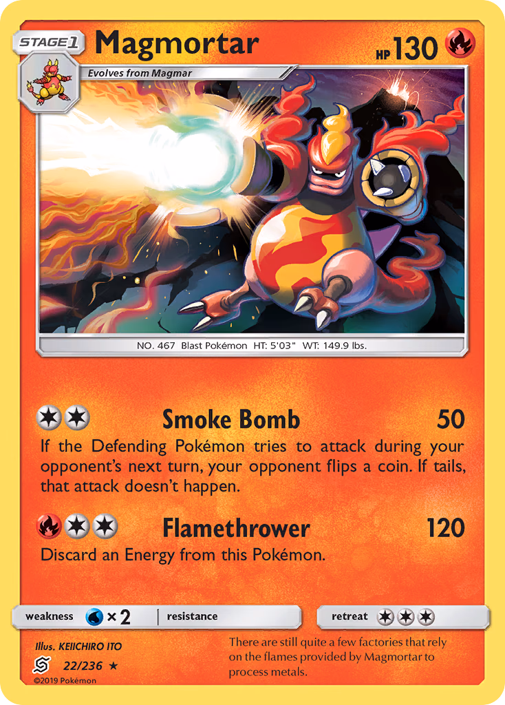 Magmortar Pokemon card (22/236, Unified Minds)